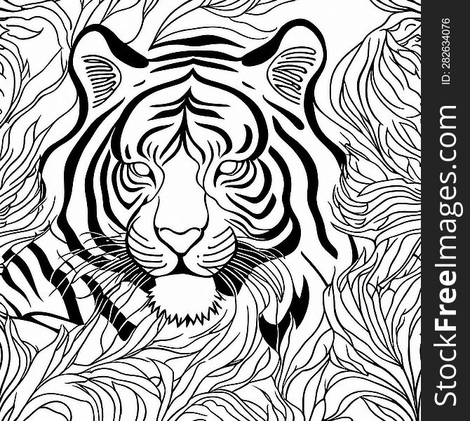 An AI generated white tiger seamless pattern. An AI generated white tiger seamless pattern.