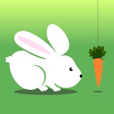 Free Cute White Rabbit Carrot Trap Royalty Free Stock Image - 282647676