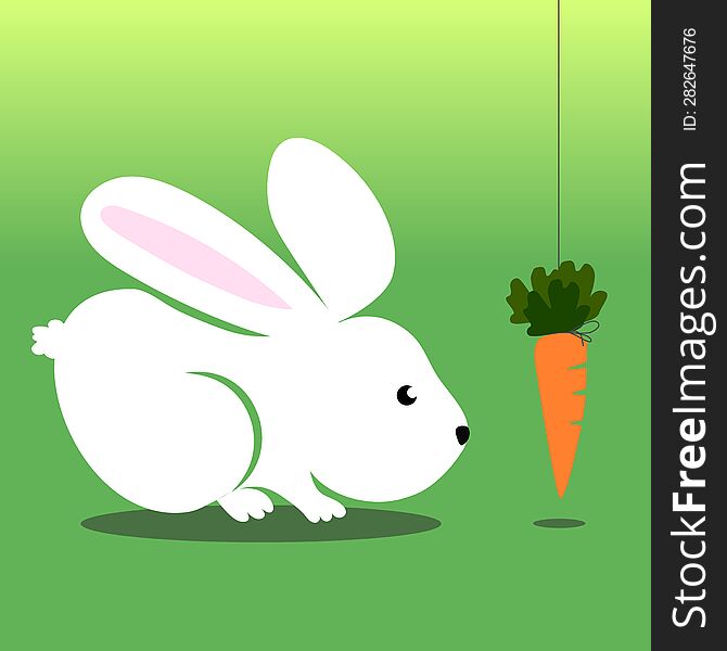 cute white rabbit carrot trap