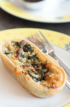 Spinash Quiche On Dish With Fork And Spoon Royalty Free Stock Images Spinash Quiche On Dish With Fork And Spoon Royalty Free Stock Images