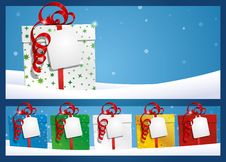 Winter Background - Gift With Label Royalty Free Stock Photos Winter Background - Gift With Label Royalty Free Stock Photos
