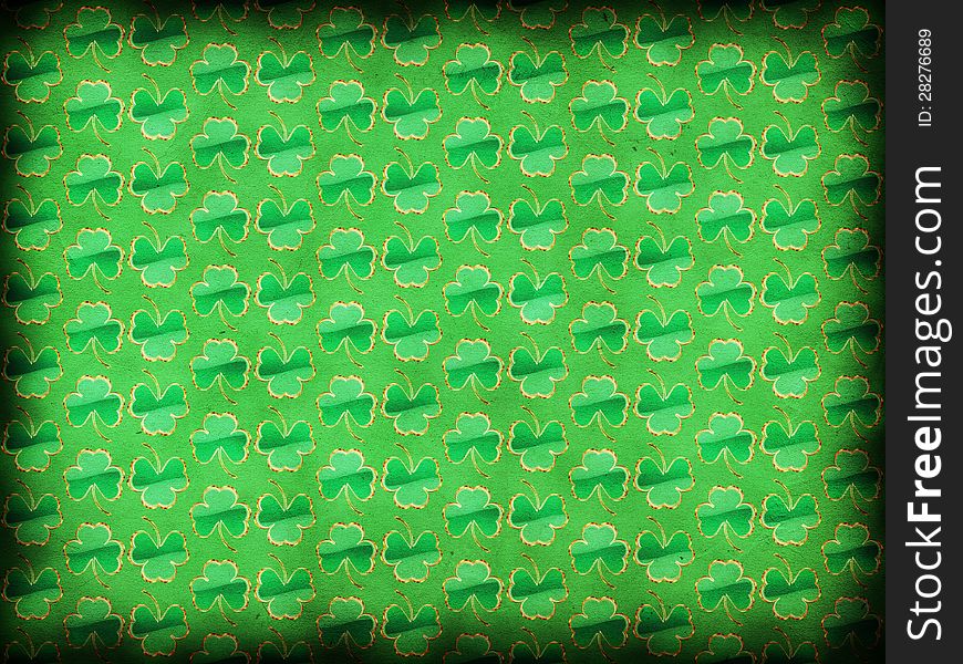 Illustration of grunge green background with shamrock or clover. Illustration of grunge green background with shamrock or clover.