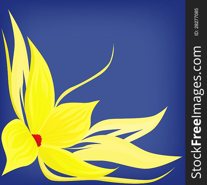 Vector blue backdrop with yellow flower