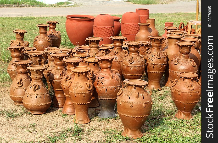 Indian pottery earthware for sale at a fair