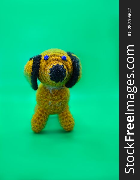 Knitted Toy In The Form Of A Dachshund Dog