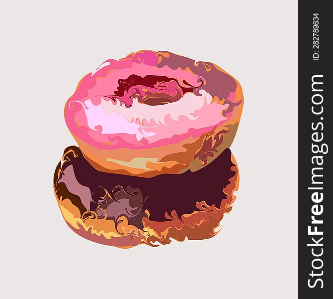 Donuts illustration is bright and juicy for your references