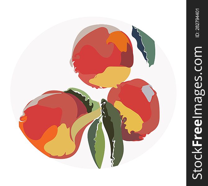 Peaches On A Branch In A Decorative Manner For Your Designs