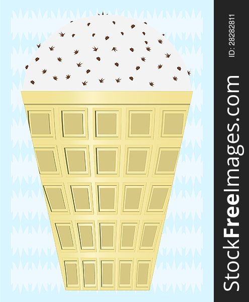 Ice-cream cone with chocolate, the frosty background. Ice-cream cone with chocolate, the frosty background.