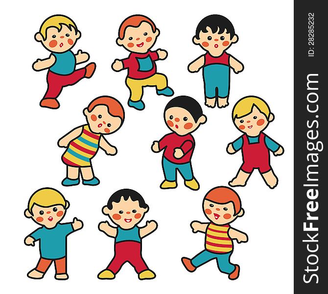 Vector set - small cartoon children