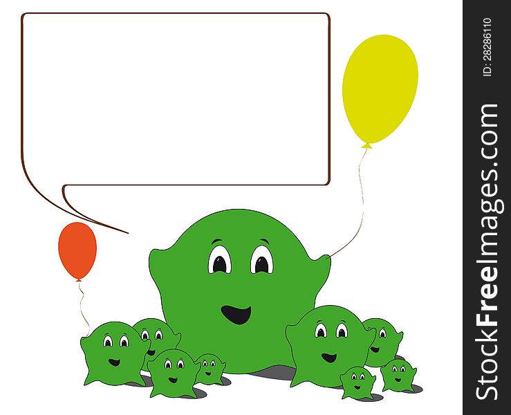 Funny green creatures on a white background. Funny green creatures on a white background
