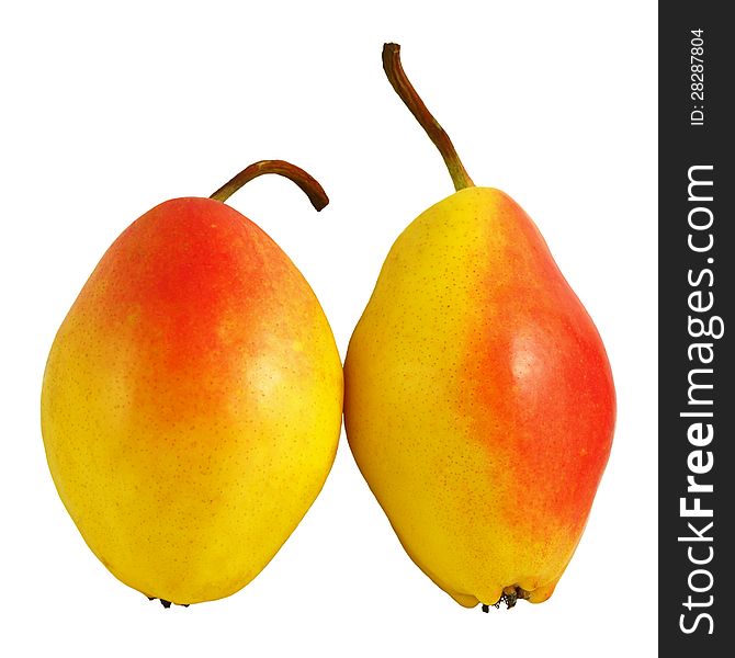 Two sweet pears isolated on a white background