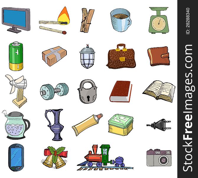 Set of sketch, illustration of home related objects