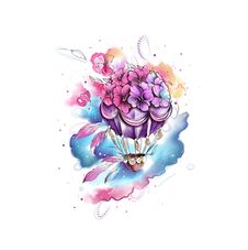 Free Flower Air Balloon, Watercolor Style Illustration Rainbow Colors Stock Photos - 282820073