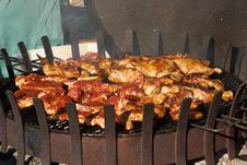 Fillet Pig And Roast Chicken Legs On Grill Royalty Free Stock Images Fillet Pig And Roast Chicken Legs On Grill Royalty Free Stock Images