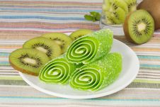 Green Candy Fruit On A Plate With Kiwi Stock Photography Green Candy Fruit On A Plate With Kiwi Stock Photography