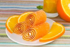 Candy Fruit On A Plate With Orange Royalty Free Stock Photos