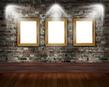 Three Frames On Brick Wall Stock Photo Three Frames On Brick Wall Stock Photo