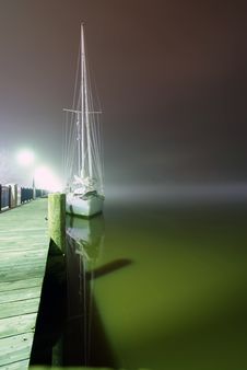 Sail Boat   At The Pier Stock Image
