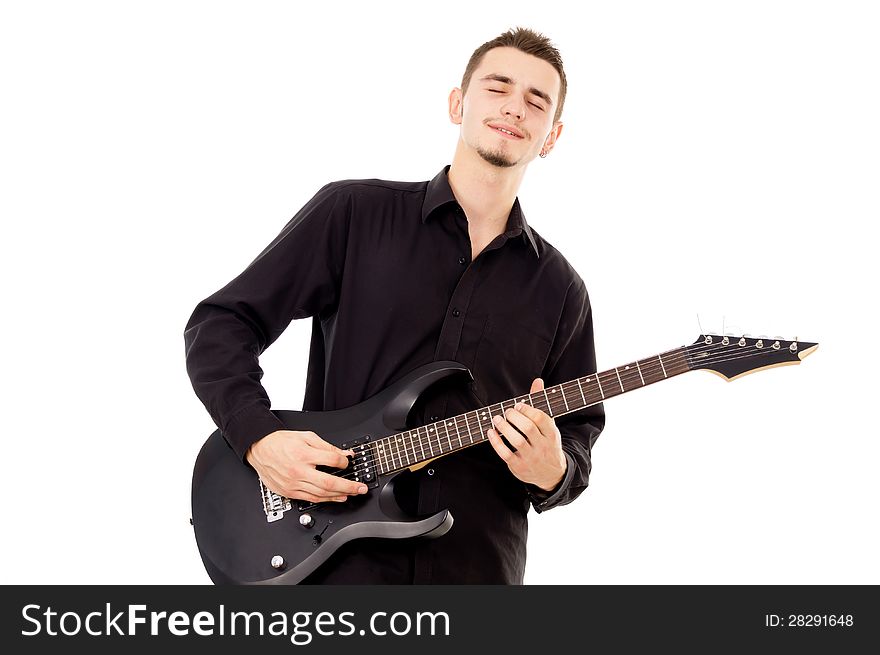 Guy playing the electric guitar. Guy playing the electric guitar