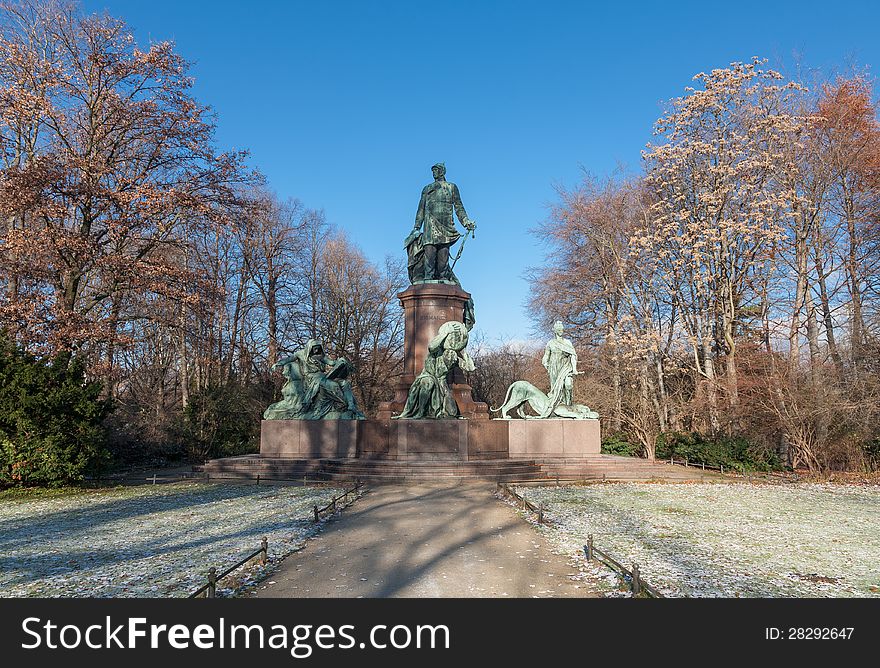 Winter scene showing the front view of the famous Bismarck Memorial, in the Tiergarten, Berlin. Winter scene showing the front view of the famous Bismarck Memorial, in the Tiergarten, Berlin.
