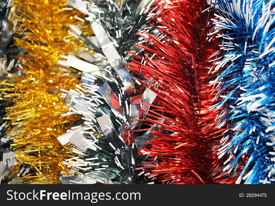 New year&#x27;s tinsel. Background