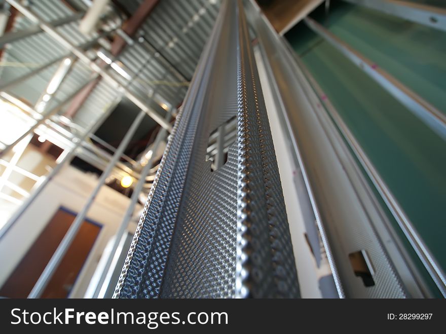 Construction interior metal stud wall perspective. Construction interior metal stud wall perspective