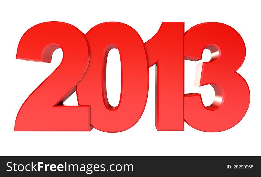 Red Happy New Year 2013. Isolated on white background. 3d render