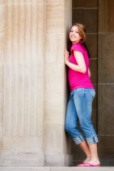 Pushing Against The Pillar Royalty Free Stock Photos Pushing Against The Pillar Royalty Free Stock Photos