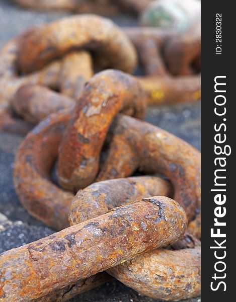 Old rusted and worn steel chain. Old rusted and worn steel chain