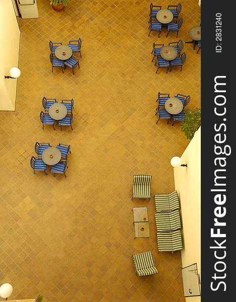 Tables and chairs seen from above. Tables and chairs seen from above