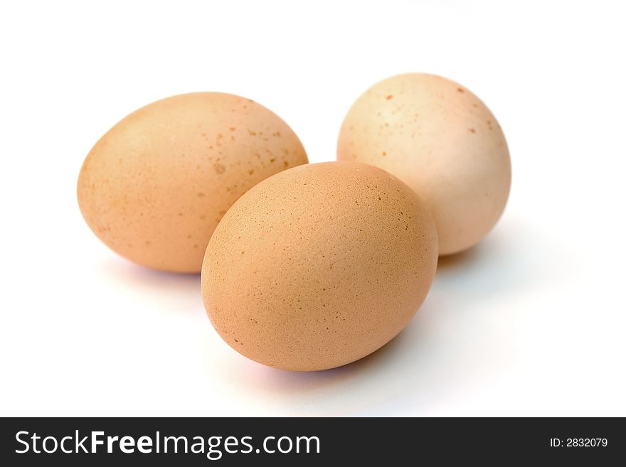 Three eggs photograph with white background