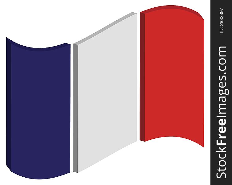 Abstract three dimensional perspective of France's national flag. Abstract three dimensional perspective of France's national flag