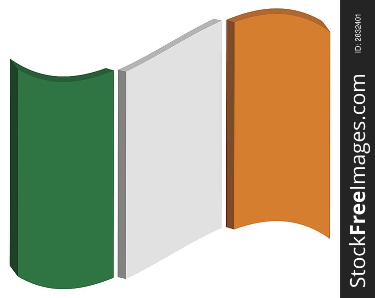 Abstract three dimensional perspective of Ireland's national flag. Abstract three dimensional perspective of Ireland's national flag