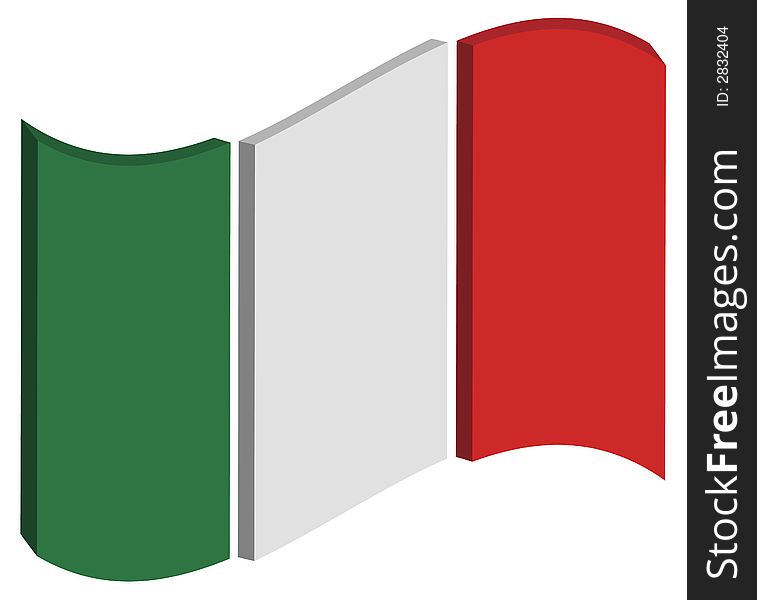 Abstract three dimensional perspective of Italy's national flag. Abstract three dimensional perspective of Italy's national flag