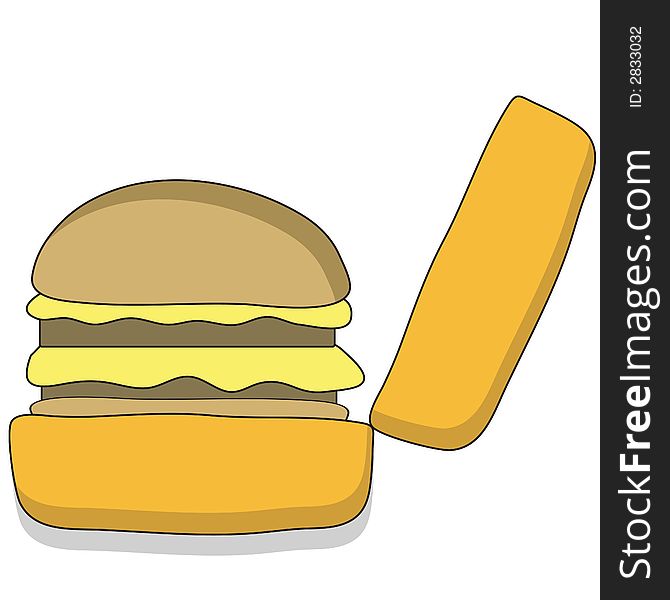 Cartoon style beefburger with a tasty filling - additional ai and eps format available on request. Cartoon style beefburger with a tasty filling - additional ai and eps format available on request