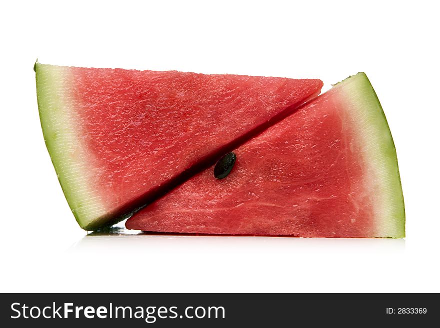 Slices of water melon isolated over white background