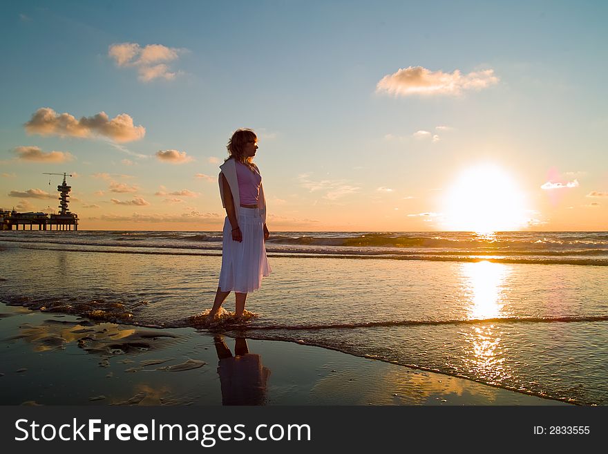 Attractive blond girl at the seaside. Attractive blond girl at the seaside