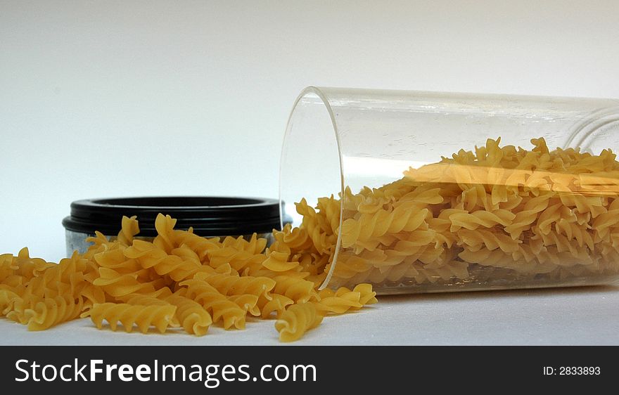 Dry pasta go out box on white background