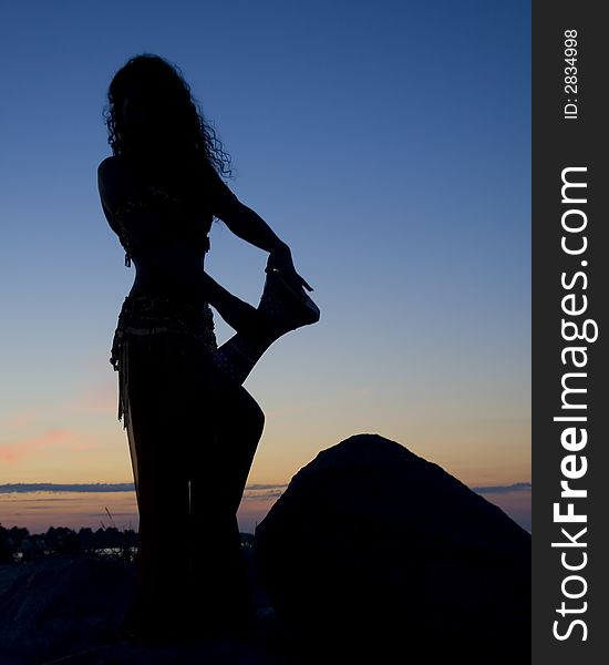 Photo of the girl`s silhouette. Photo of the girl`s silhouette