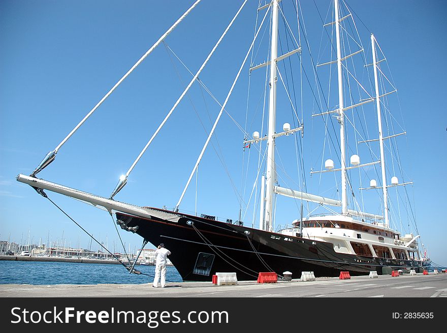 Luxurious boat for private relax on the sea with sails. Luxurious boat for private relax on the sea with sails