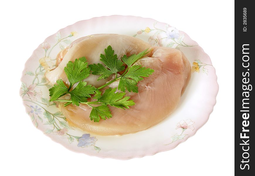 Raw chicken meat laing on the plate. Raw chicken meat laing on the plate