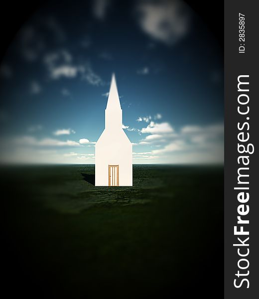 An image of a rather basic church within a simple landscape. An image of a rather basic church within a simple landscape.