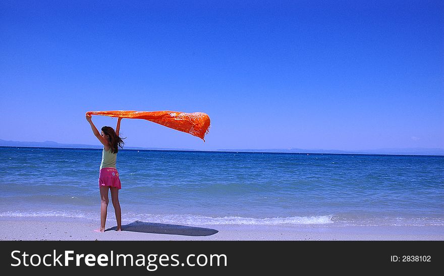 Photo girl on the sand beach. Photo girl on the sand beach