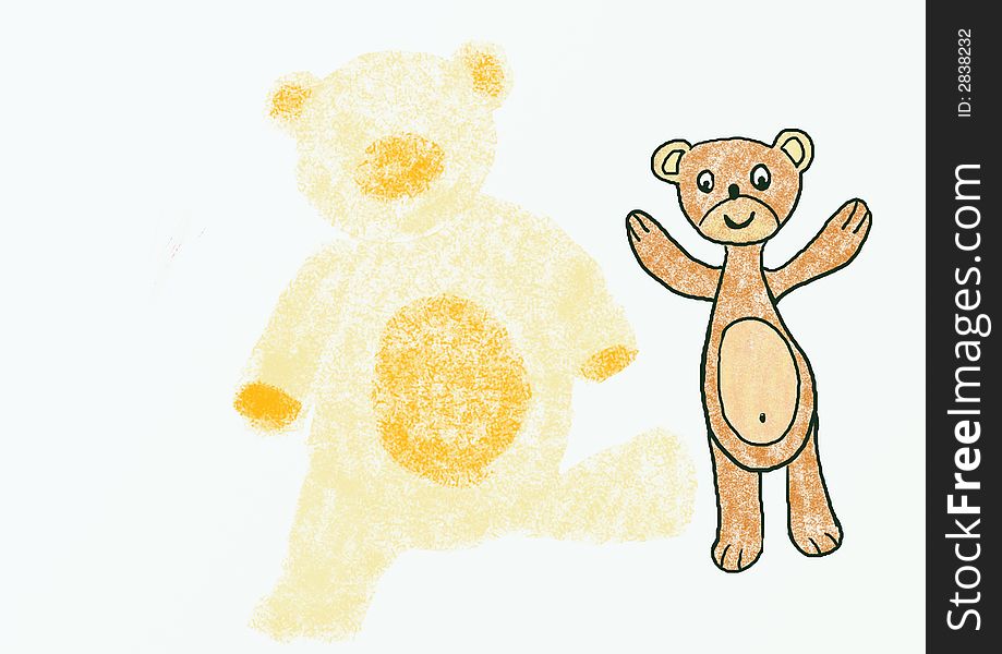 Illustration with Teddy Bears, different colors