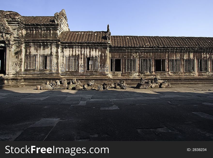 The Angkor wat carving architecture internal view. The Angkor wat carving architecture internal view.