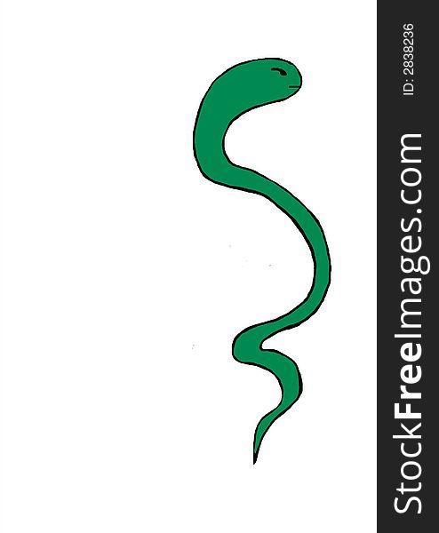 Illustration with green snake, symbol