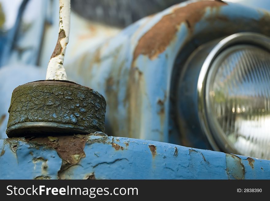 Blue old-fashioned rusty ancient car Praga V3S. Blue old-fashioned rusty ancient car Praga V3S.