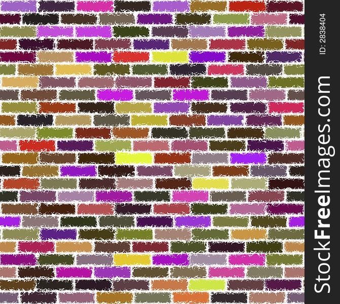 Colorful and funny brick wall. Seamless tile. Colorful and funny brick wall. Seamless tile.