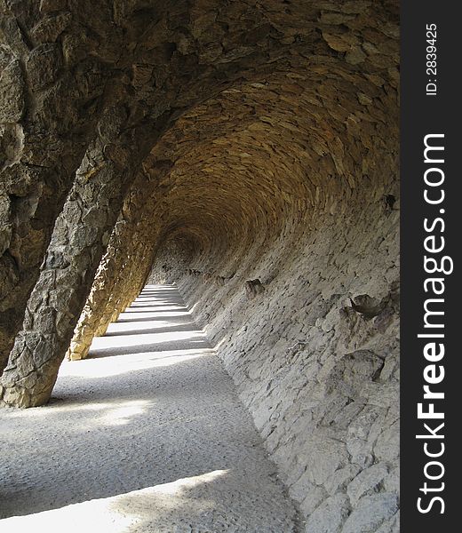 Convered Walkway at Park Guell by Antonio Gaudi