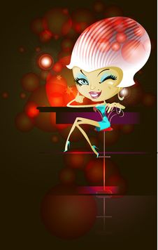 Glamor Girl At The Bar Royalty Free Stock Image Glamor Girl At The Bar Royalty Free Stock Image